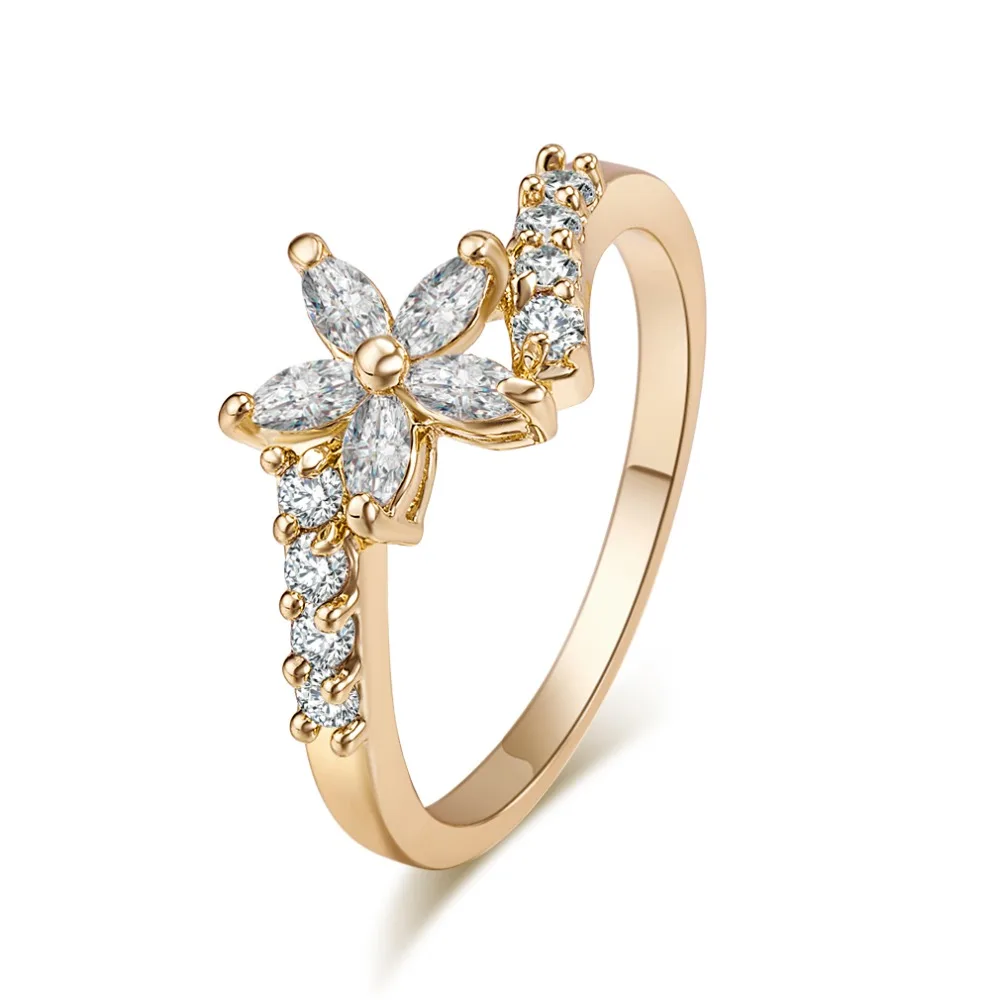 luxury zirconia Rings female popular Cute Romantic Clear Stone Flower Rings Micro Pave Crystal Gold-Color Rings for Women
luxury zirconia Rings female popular Cute Romantic Clear Stone Flower Rings Micro Pave Crystal Gold-Color Rings for Women