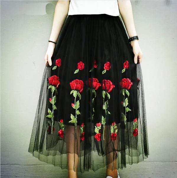 New summer Vintage Retro Ethnic Elegant Skirts Floral Embroidery Sewing Hem jupe high waist tutu long tulle skirt
New summer Vintage Retro Ethnic Elegant Skirts Floral Embroidery Sewing Hem jupe high waist tutu long tulle skirt