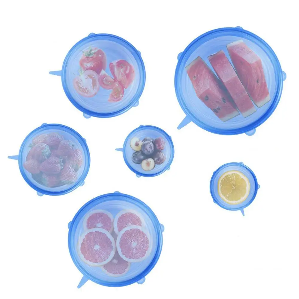 6 Pcs Wrap Covers Keeping Fresh Seal Bowl Stretchy Cover Kitchen Cookware Silicone Stretch Lids Reusable Airtight Food | Дом и сад