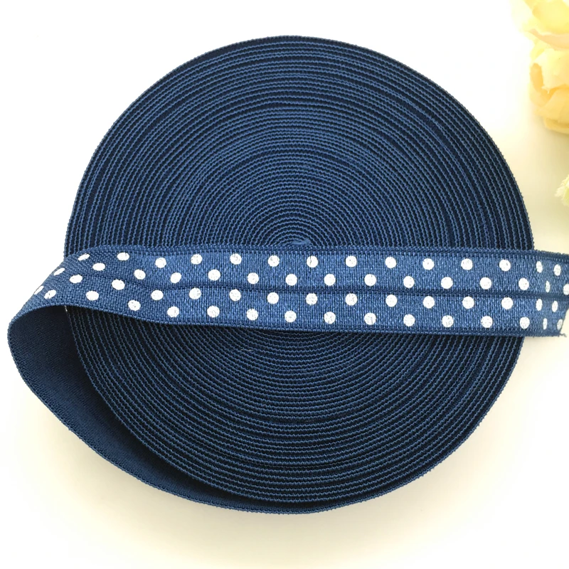 5yards/lot 5/8" 15mm Navy Blue Polka Dot Multirole Fold Over Elastic Spandex Satin Band Ties Hair Accessories
5yards/lot 5/8" 15mm Navy Blue Polka Dot Multirole Fold Over Elastic Spandex Satin Band Ties Hair Accessories