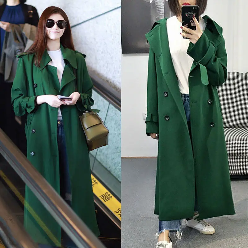 2019 Autumn Fashion Double-breasted Green Windbreaker Korean Casual Jacket Basic Belt Long Coat For Office Ladies Overcoat f1081
2019 Autumn Fashion Double-breasted Green Windbreaker Korean Casual Jacket Basic Belt Long Coat For Office Ladies Overcoat f1081