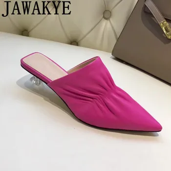 2019 Pointed toe crystal heel slippers women genuine leather strange heel woman shoes sexy solid pleated casual slippers summer
2019 Pointed toe crystal heel slippers women genuine leather strange heel woman shoes sexy solid pleated casual slippers summer
