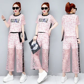 New design Large size ladies' new blouse top & wide-legged pants suit 2018 summer women's clothing set lace outfit sexy outfit
New design Large size ladies' new blouse top & wide-legged pants suit 2018 summer women's clothing set lace outfit sexy outfit