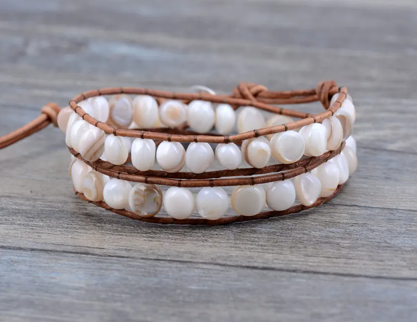 Unique Natural Random Shape Shell Beads Leather Wrap Bracelet Personalized Multi Layered Beads Bracelet Natural Stone Bracelet
Unique Natural Random Shape Shell Beads Leather Wrap Bracelet Personalized Multi Layered Beads Bracelet Natural Stone Bracelet