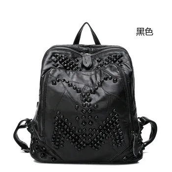 010718 new hot women fashion leather backpack lady rivet travel backpack 
010718 new hot women fashion leather backpack lady rivet travel backpack