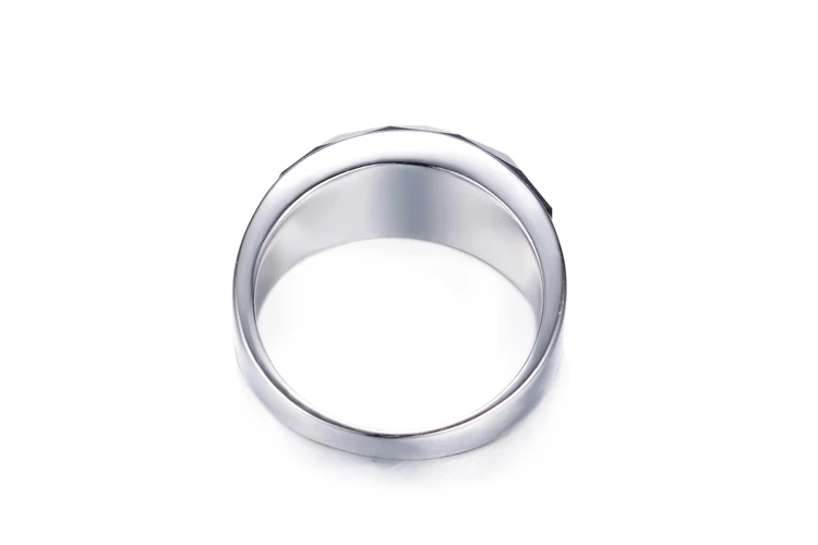 High Quality Black Crystal 925 Sterling Silver Men Ring