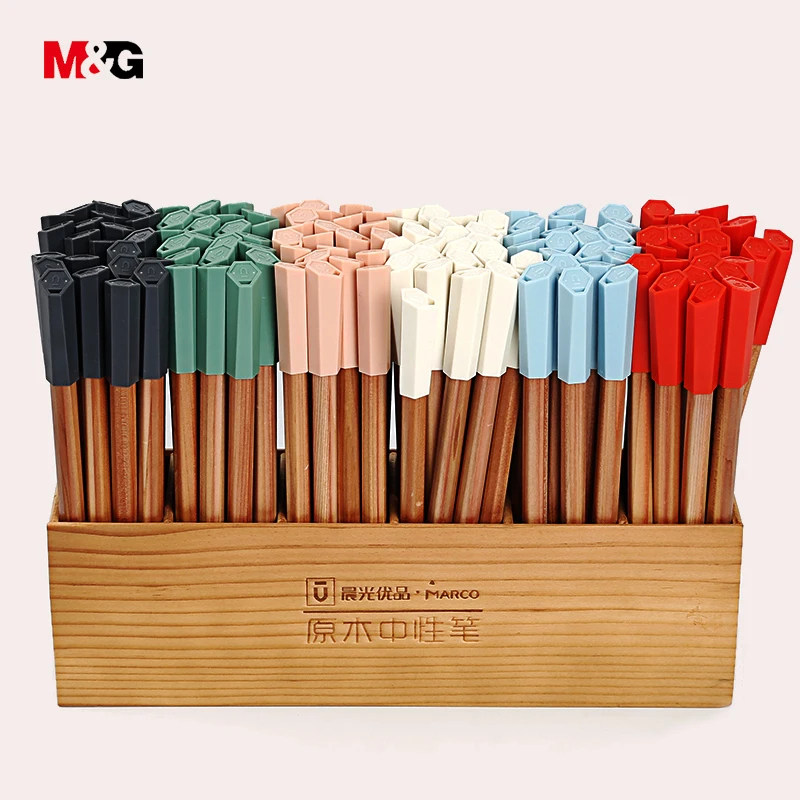 M&G 3 colored black blue ink high quality wooden gel ink pen for school student writing cute office stationery supply wholesale
M&G 3 colored black blue ink high quality wooden gel ink pen for school student writing cute office stationery supply wholesale