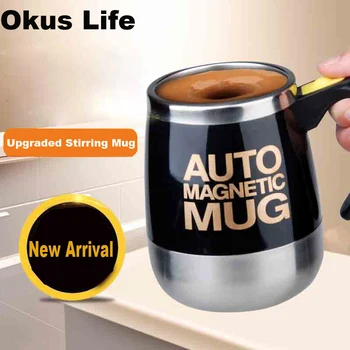 

New Upgraded Coffee Mug Stainless Steel Magnetic Self Stirring Automatic Cover Milk Mixing Mugs Electric Lazy Smart Shaker Cup