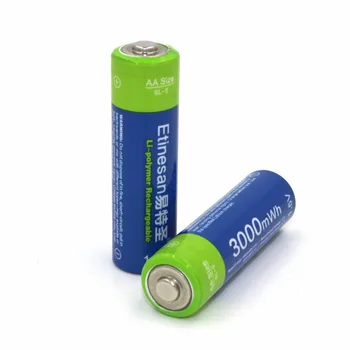 NEW 2pcs/lot Etinesan 3000mWh AA Li-polymer Li-Po Lithium ion Rechargeable Battery
NEW 2pcs/lot Etinesan 3000mWh AA Li-polymer Li-Po Lithium ion Rechargeable Battery