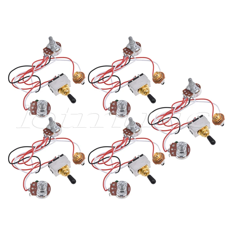 Prewired Wiring Harness Kit 3 Way Toggle Switch 500k Pots Jack for Electric Guitar Parts 5 Set
Prewired Wiring Harness Kit 3 Way Toggle Switch 500k Pots Jack for Electric Guitar Parts 5 Set