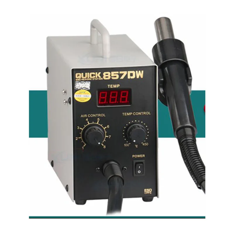 QUICK 857DW ЕС 220 В паяльная станция Регулируемая Термовоздушная пушка с винтовым