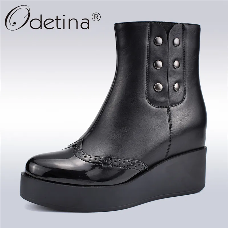 Odetina Fashion Rivet Women Boots Side Zip Comfortable Platform Flat Ankle Boots For Women Wedge Heels Winter Autumn Warm Shoes
Odetina Fashion Rivet Women Boots Side Zip Comfortable Platform Flat Ankle Boots For Women Wedge Heels Winter Autumn Warm Shoes