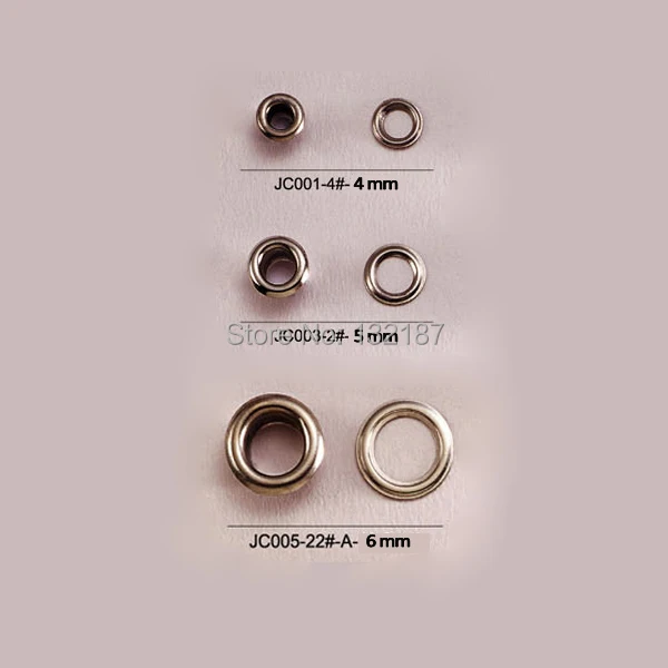 Wholesale 500sets/lot metal brass eyelets with washer 4/5/6mm small round metal grommets nickle color free shipping JY-001
Wholesale 500sets/lot metal brass eyelets with washer 4/5/6mm small round metal grommets nickle color free shipping JY-001