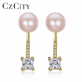 CZCITY Elegant Square Zircon Natural Pearl Earrings for Women 2 Colors Detachable Geometry Pearl Earrings Silver 925 Jewelry 
CZCITY Elegant Square Zircon Natural Pearl Earrings for Women 2 Colors Detachable Geometry Pearl Earrings Silver 925 Jewelry