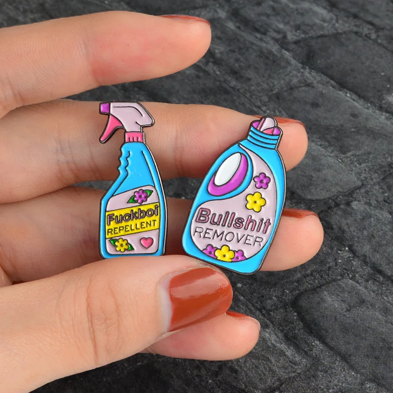 Funny Bullshit Remover Cleaner Nonsense Spray Detergent Enamel Lapel Pin Badge Cartoon Brooch Jewelry Gifts
Funny Bullshit Remover Cleaner Nonsense Spray Detergent Enamel Lapel Pin Badge Cartoon Brooch Jewelry Gifts