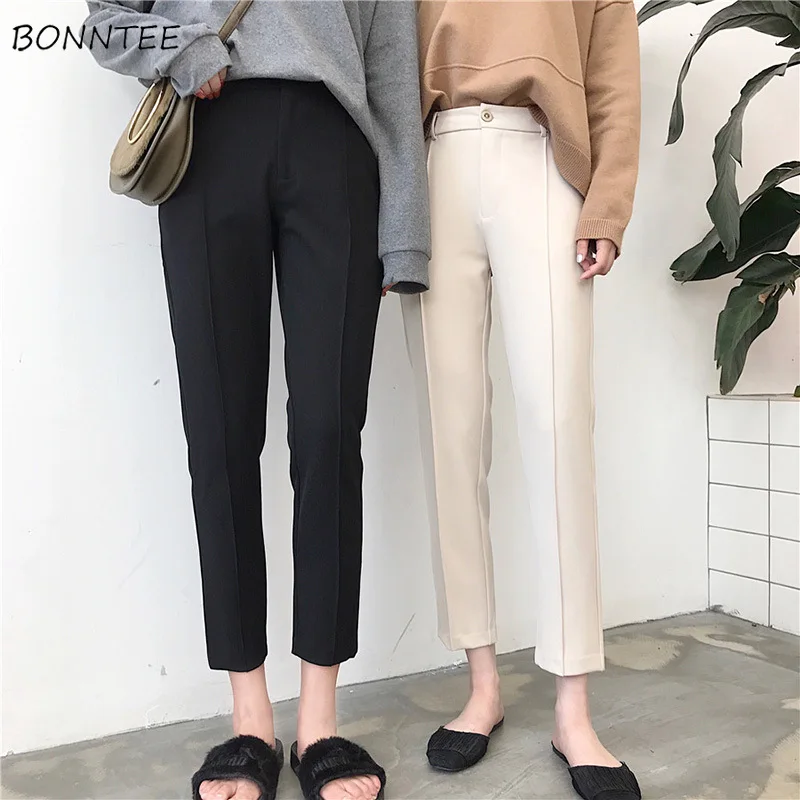 Pants Women Single Button Zipper Pockets Solid Color Ankle-Length Womens Simple All-match Elegant Korean Style Leisure Trendy
Pants Women Single Button Zipper Pockets Solid Color Ankle-Length Womens Simple All-match Elegant Korean Style Leisure Trendy