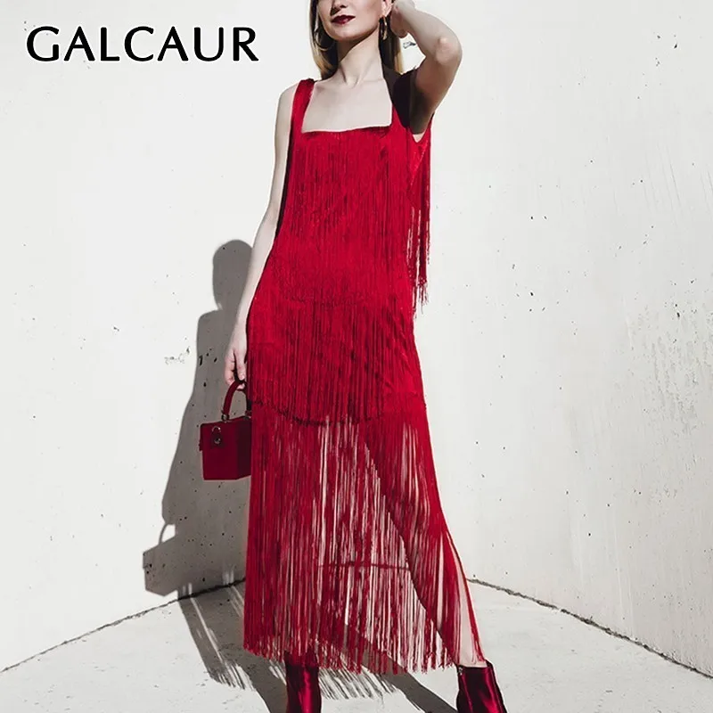 GALCAUR Sexy Tassel Patchwork Women Dress Sleeveless Backless High Waist Slim Midi Party Dresses Female Fashion Summer 2019
GALCAUR Sexy Tassel Patchwork Women Dress Sleeveless Backless High Waist Slim Midi Party Dresses Female Fashion Summer 2019