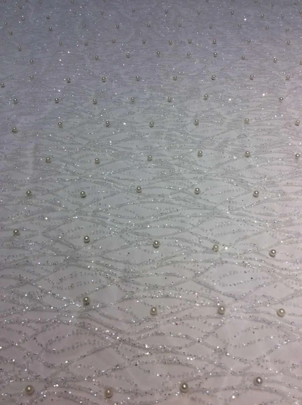 

ap230 # 5 yards crytal white pearls circle print glued glitter tulle mesh sugar bridal lace fabric for sawing dress