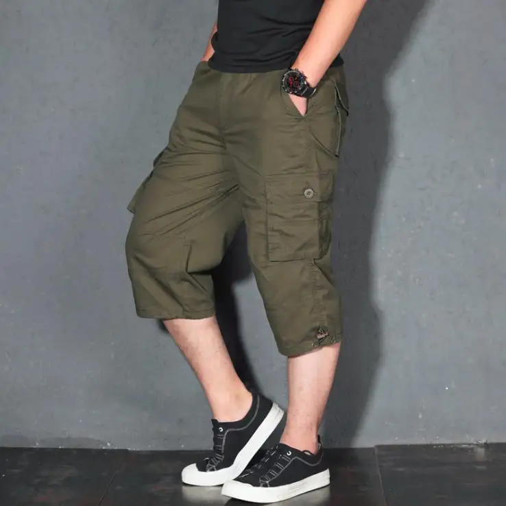 Фото 2019 High Quality Mens Cotton Short Multi Pocket Military Men Cargo Pants Baggy Hot Breeches Shorts | Мужская одежда