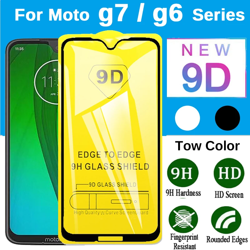9D закаленное стекло на Moto g6 g7 полное покрытие Защитное для Motorola power plus play + защита