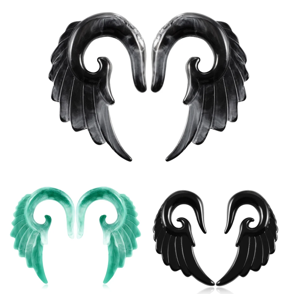2Pcs Angel Wings Acrylic Ear Taper Jewelry Black&Grey Spiral Ear Taper Plug Stretcher Piercing Ear Expander Body Jewelry
2Pcs Angel Wings Acrylic Ear Taper Jewelry Black&Grey Spiral Ear Taper Plug Stretcher Piercing Ear Expander Body Jewelry