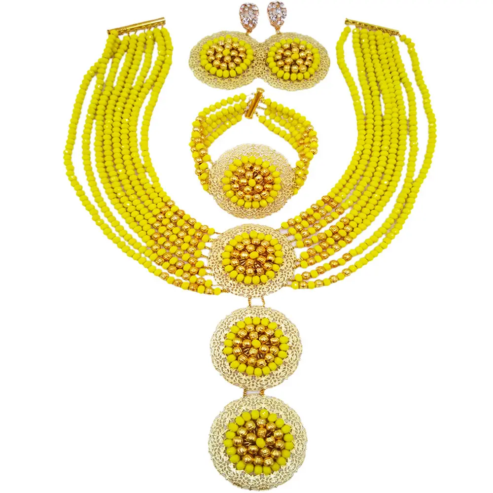 Fashion Opaque Yellow African Beads Necklace Set Nigerian Wedding Party Jewelry Set for Women 8C-3PH013
Fashion Opaque Yellow African Beads Necklace Set Nigerian Wedding Party Jewelry Set for Women 8C-3PH013