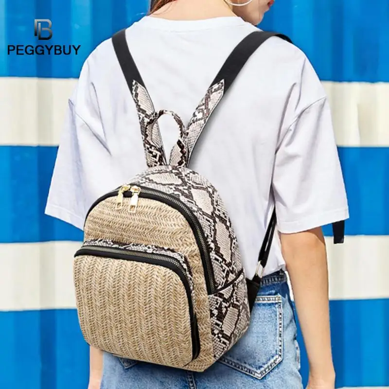 Fashion Snake Print Travel Backpacks Travel Backpack Rucksack Summer Beach Women Straw Small School Shoulder Bags Knapsack
Fashion Snake Print Travel Backpacks Travel Backpack Rucksack Summer Beach Women Straw Small School Shoulder Bags Knapsack