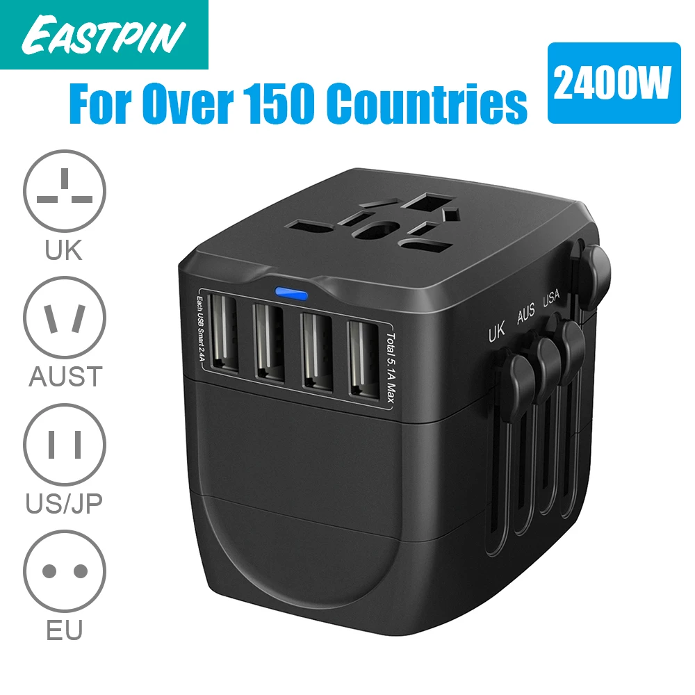 2400W International Travel Power Adapter, Universal Power Adapter 4 Quick Charge USB 3.0 Ports UK, EU, AU, US,Over 150 Countries
2400W International Travel Power Adapter, Universal Power Adapter 4 Quick Charge USB 3.0 Ports UK, EU, AU, US,Over 150 Countries