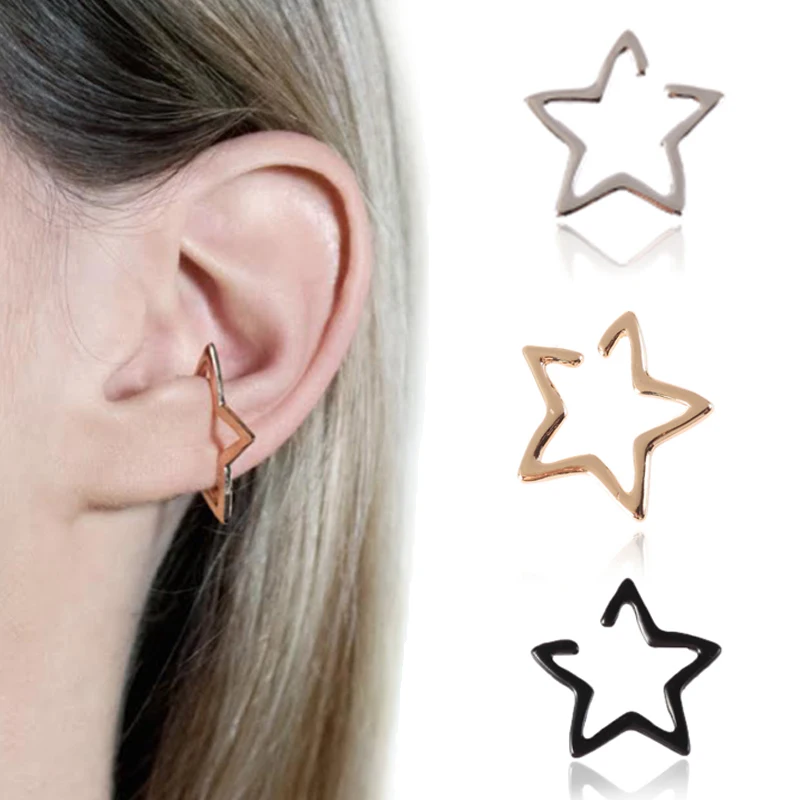 LNRRABC 1PC Allergy Free Lady Stud Earrings Ear Clip Women Simple Punk 3 Colors Golden Silvery Black Hollow Out Star Jwelry
LNRRABC 1PC Allergy Free Lady Stud Earrings Ear Clip Women Simple Punk 3 Colors Golden Silvery Black Hollow Out Star Jwelry