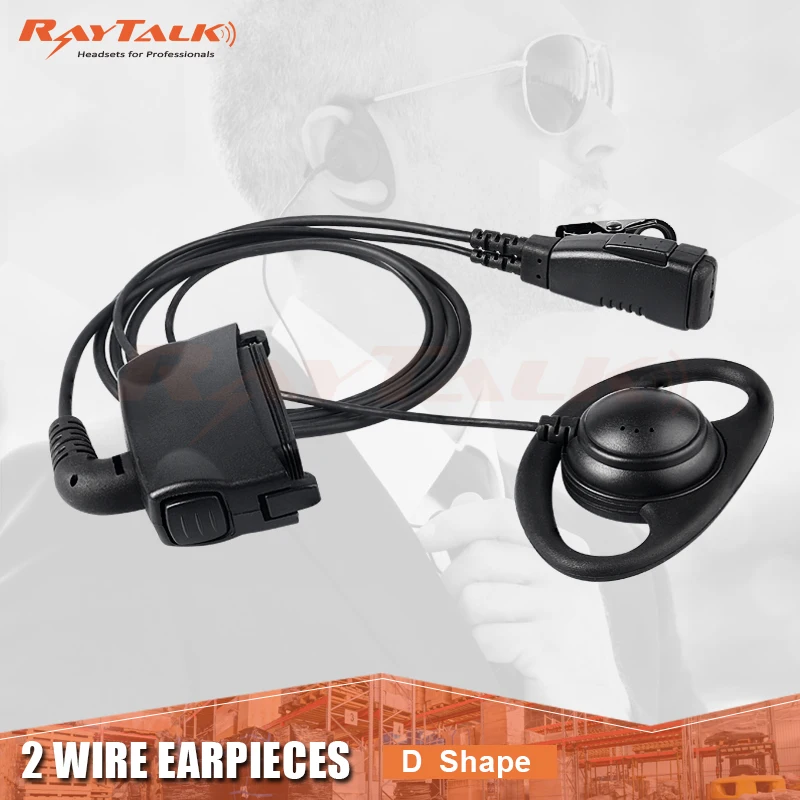 2 wire D-ring earpiece with push-to-talk button built in microphone for THR880i radios
2 wire D-ring earpiece with push-to-talk button built in microphone for THR880i radios