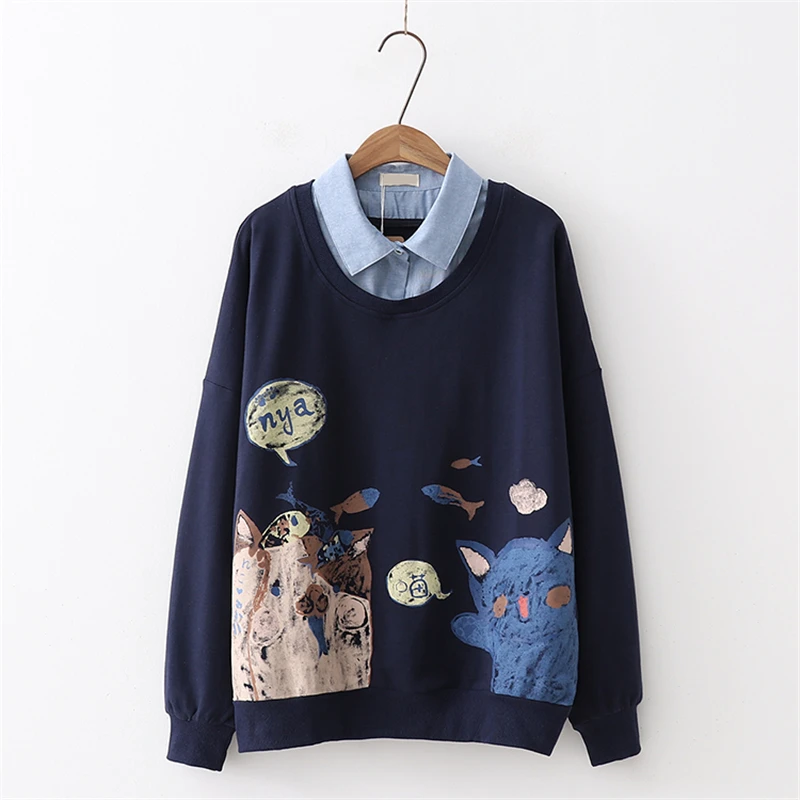 MERRY PRETTY Women Cartoon Print Turndown Collar Hoodies Winter Long Sleeve Patchwork Fake 2 pieces Sweatshirts Preppy Pullovers
MERRY PRETTY Women Cartoon Print Turndown Collar Hoodies Winter Long Sleeve Patchwork Fake 2 pieces Sweatshirts Preppy Pullovers