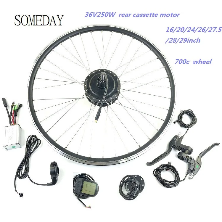 SOMEDAY 36V250W ELECTRIC BICYCLE CONVERSION KIT Rear Cassette Hub Motor Wheel 16-28/29inch 700c wheel LCD5 Display Ebike Kits
SOMEDAY 36V250W ELECTRIC BICYCLE CONVERSION KIT Rear Cassette Hub Motor Wheel 16-28/29inch 700c wheel LCD5 Display Ebike Kits