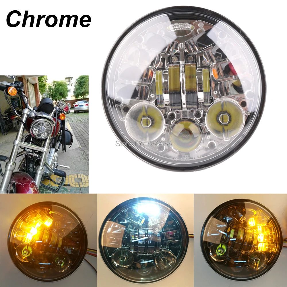 1PC 5-3/4 5.75" LED Projector Motorcycle Headlight with Amber Ring DRL Hi/Low Beam for Harley Night Road Iron 883 Street 750
1PC 5-3/4 5.75" LED Projector Motorcycle Headlight with Amber Ring DRL Hi/Low Beam for Harley Night Road Iron 883 Street 750