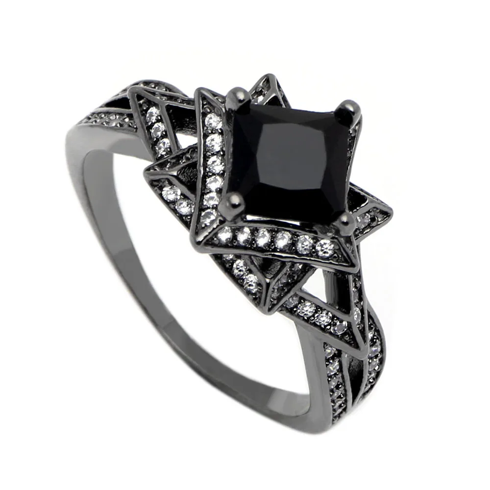Hainon Fashion Flower Black Gold Color Luxury Black Stone Finger Rings Size 6-11 Wedding Engagement Rings Jewelry
Hainon Fashion Flower Black Gold Color Luxury Black Stone Finger Rings Size 6-11 Wedding Engagement Rings Jewelry