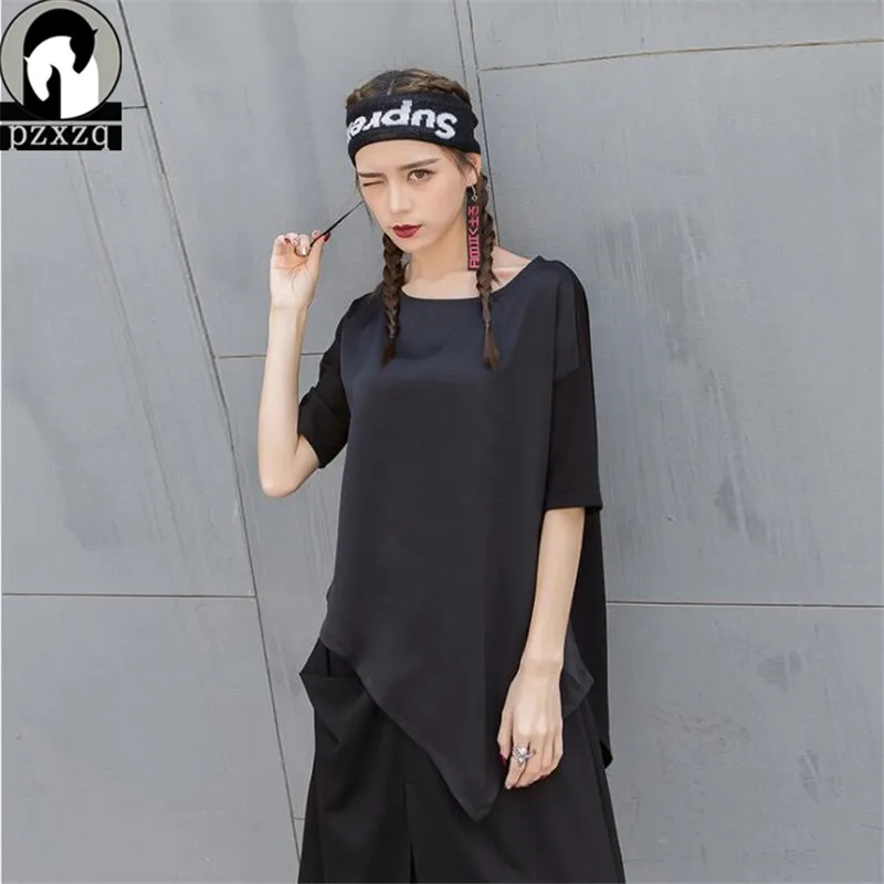 2018 O-neck Short Sleeve Women Dark Style T Shirts Women Summer Fashion Irregularl Mesh Fabric T-shirt Casual Loose Tops Female
2018 O-neck Short Sleeve Women Dark Style T Shirts Women Summer Fashion Irregularl Mesh Fabric T-shirt Casual Loose Tops Female