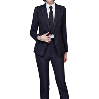 4XL Work Fashion Pant Suits 2 Piece Set for Women Double Breasted Striped Blazer Jacket & Trouser Office Lady Suit Feminino 2019 
4XL Work Fashion Pant Suits 2 Piece Set for Women Double Breasted Striped Blazer Jacket & Trouser Office Lady Suit Feminino 2019