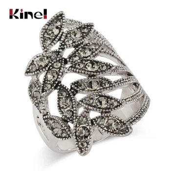 Kinel Crystal Flower Ring For Women Graceful Antique Silver Color Vintage Jewelry Mosaic Gray Crystal Big Ring Party Accessories
Kinel Crystal Flower Ring For Women Graceful Antique Silver Color Vintage Jewelry Mosaic Gray Crystal Big Ring Party Accessories