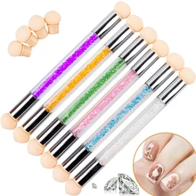 Ladymisty unha arte esponja escova caneta dupla-headed gradiente blooming transferência carimbo 6 esponja cabeça caneta manicure ferramenta(China)