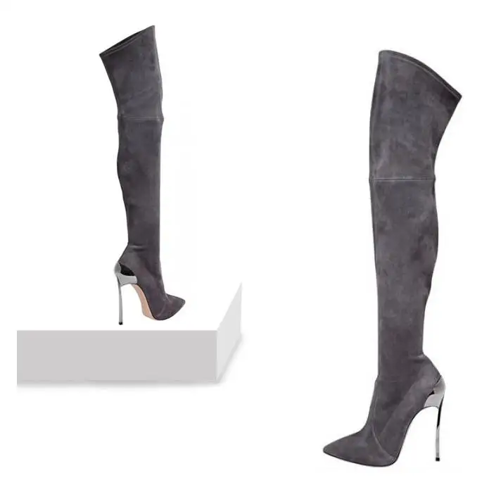 Womens Stretch Boots Pointed Toe Metal Thin Heels Over Knee Boots Womens Sexy Black Gray Stretch Fabric Winter Long Boots
Womens Stretch Boots Pointed Toe Metal Thin Heels Over Knee Boots Womens Sexy Black Gray Stretch Fabric Winter Long Boots