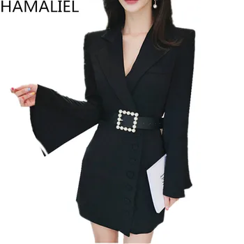 Korean Women Sheath Blazer Coat New 2018 Autumn Black Single Breasted Flare Sleeve Bodycon Notched Collar Jacket Coat With Belt
Korean Women Sheath Blazer Coat New 2018 Autumn Black Single Breasted Flare Sleeve Bodycon Notched Collar Jacket Coat With Belt