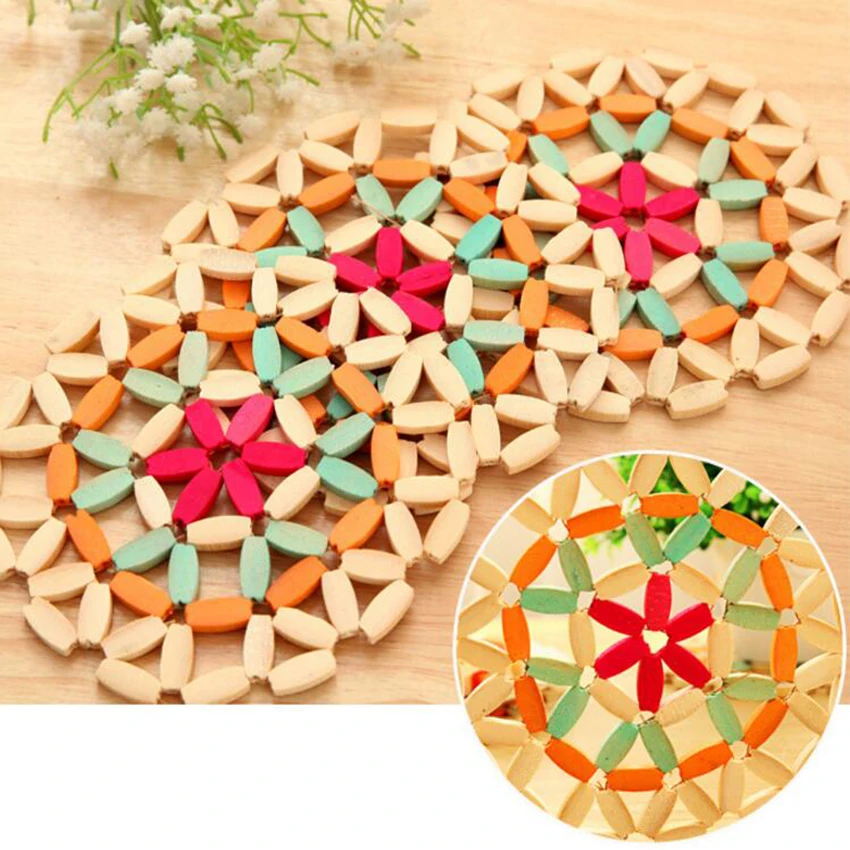 

beautiful cutout pamboo bowl pad heat insulation pad japanese style anti-hot disc pads placemat plate cup dining table