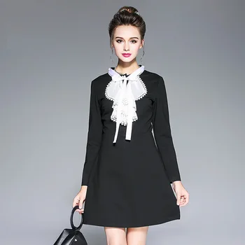 2017Autumn elegant dress Bow stand collar Cultivating A-line dress party dress preppy style vestidos plus size tunic XXXXXL 5871
2017Autumn elegant dress Bow stand collar Cultivating A-line dress party dress preppy style vestidos plus size tunic XXXXXL 5871