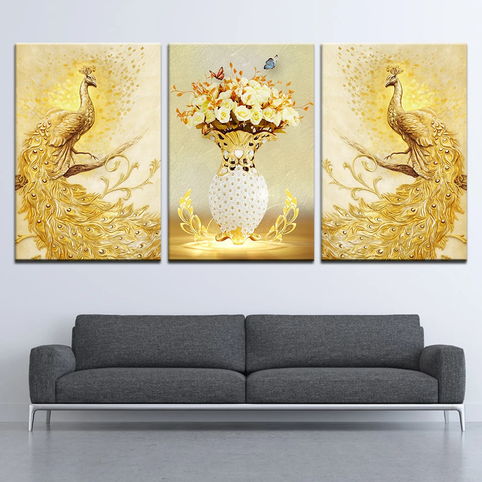 Canvas Painting gold peacock and flower in vase 3 Pieces Wall Art Painting Modular Wallpapers Poster Print Home Decor
Canvas Painting gold peacock and flower in vase 3 Pieces Wall Art Painting Modular Wallpapers Poster Print Home Decor