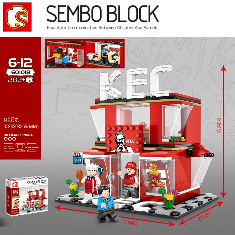 Fried chicken shop Fast food restaurant Streetscape series Building Blocks Bricks Compatible legoinset Model toys Sembo 601018
Fried chicken shop Fast food restaurant Streetscape series Building Blocks Bricks Compatible legoinset Model toys Sembo 601018