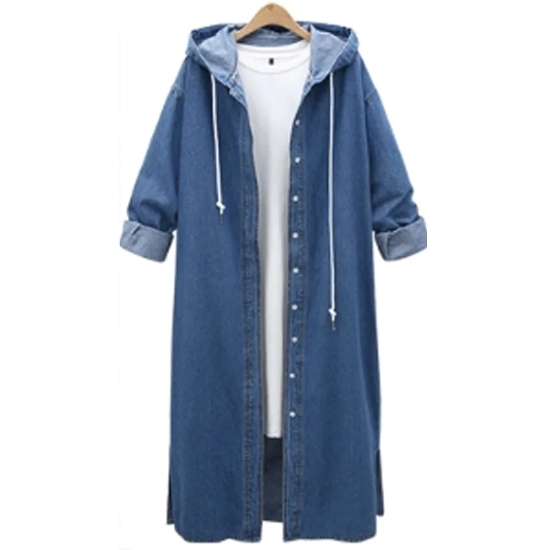 2019 Women Autumn Winter Korean Jacket Casual Hooded Long Coat Plus Size Harajuku Loose Denim Jacket Streetwear
2019 Women Autumn Winter Korean Jacket Casual Hooded Long Coat Plus Size Harajuku Loose Denim Jacket Streetwear