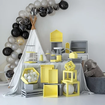 SWEETGO Yellow wood cake stands grey cupcake trays dessert table home decoration storage racks baby room birthday suppliers 
SWEETGO Yellow wood cake stands grey cupcake trays dessert table home decoration storage racks baby room birthday suppliers