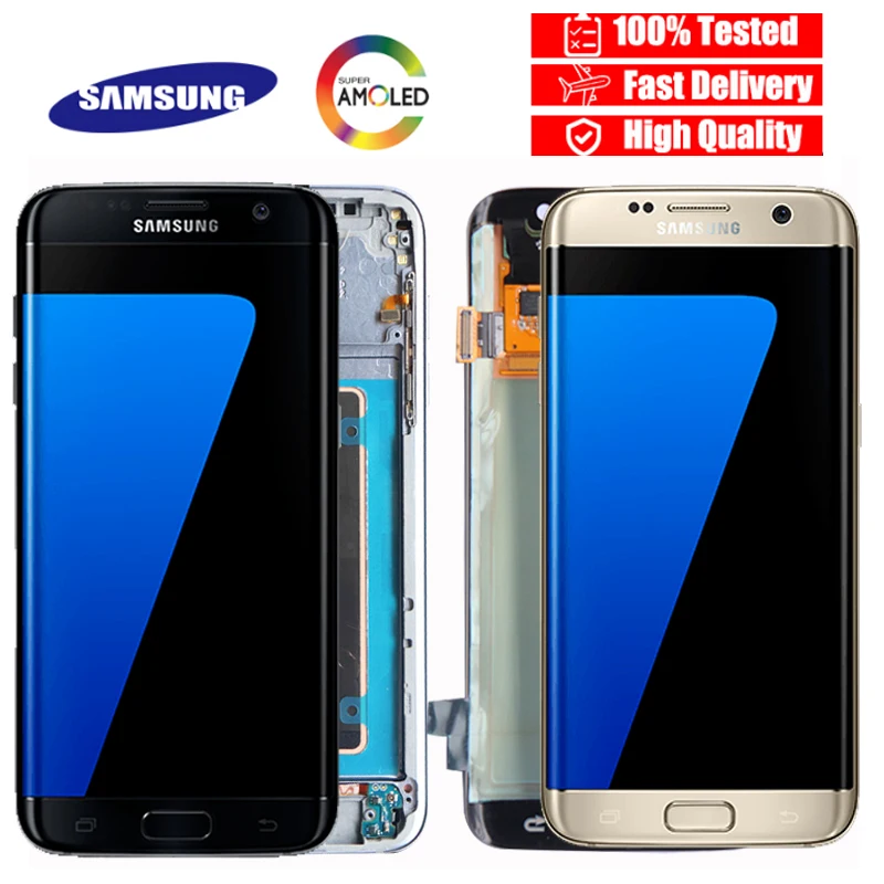 

ORIGINAL 5.5'' AMOLED Display with Burn Shadow Ghost image for SAMSUNG s7 edge Pantalla G935 G935F LCD with Frame Touch Screen