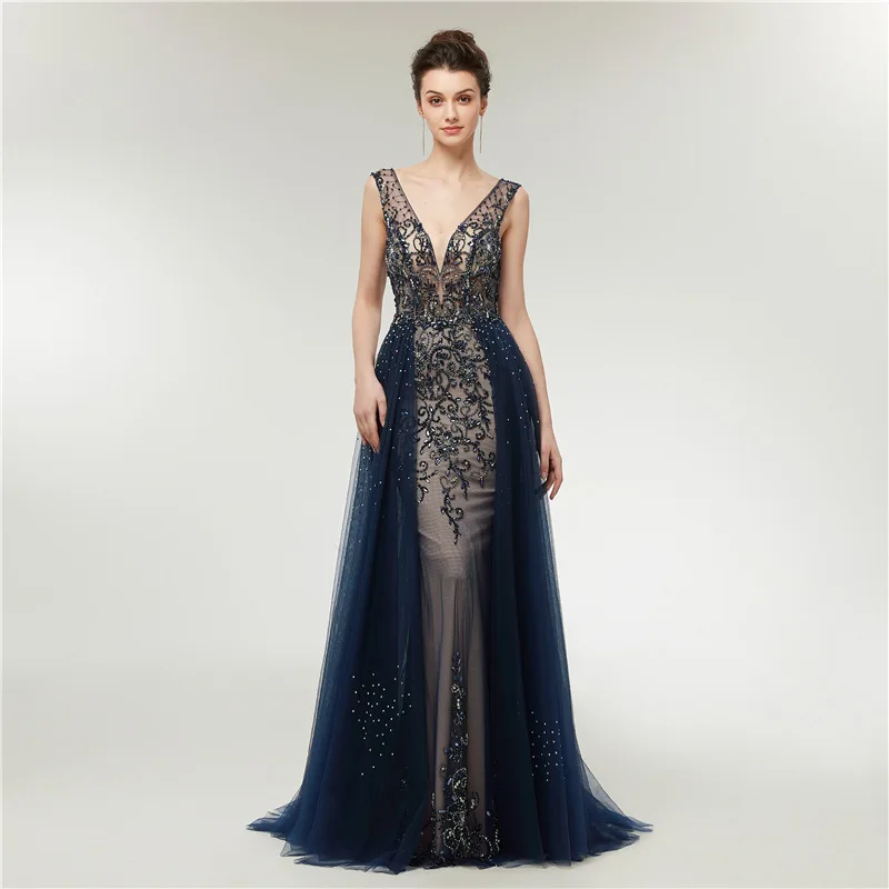 2019 Fashion Beautiful Blue Long Evening Dress Mermaid Glitter Elegant Women's Dresses Plus Size | Свадьбы и торжества