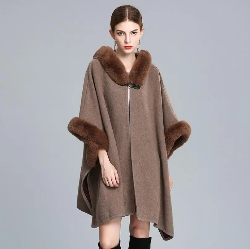 Women Hooded Woolen cloak coat 2018 Autumn Winter Cape Coat Faux Rabbit hair Loose Shawls Cloak Europe American Cardigan w227
Women Hooded Woolen cloak coat 2018 Autumn Winter Cape Coat Faux Rabbit hair Loose Shawls Cloak Europe American Cardigan w227