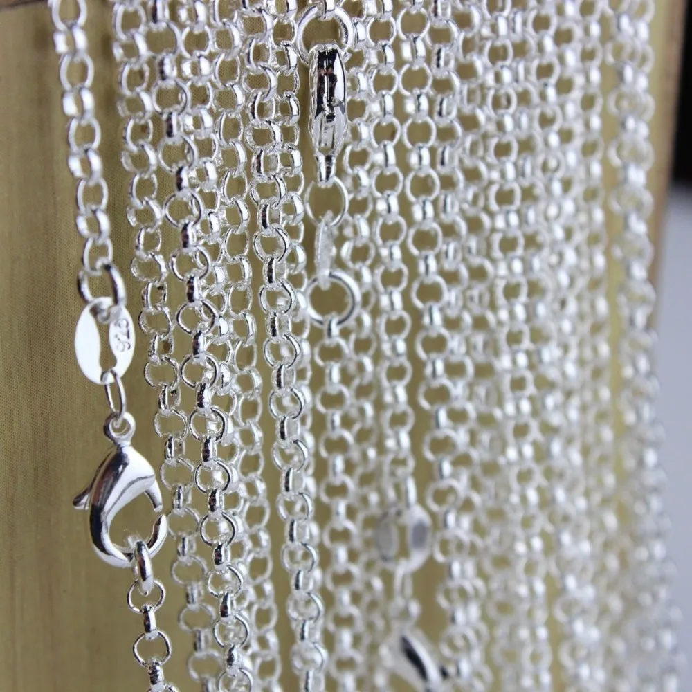 

Wholesale 10pcs/lot Fashion 2.5mm Silver Plated Rolo Chain Necklace For Women 16"-30" Wholesale Fashion Necklace Chains